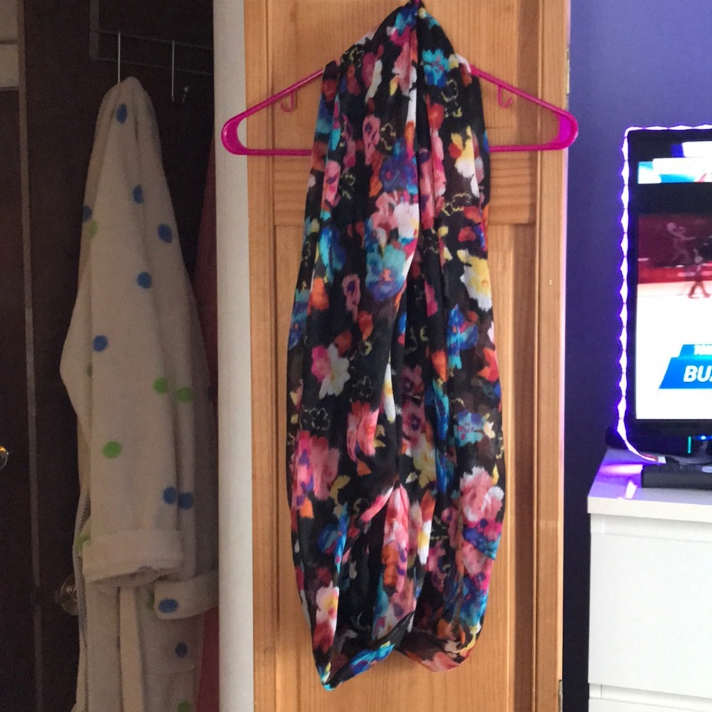 Black floral infinity scarf